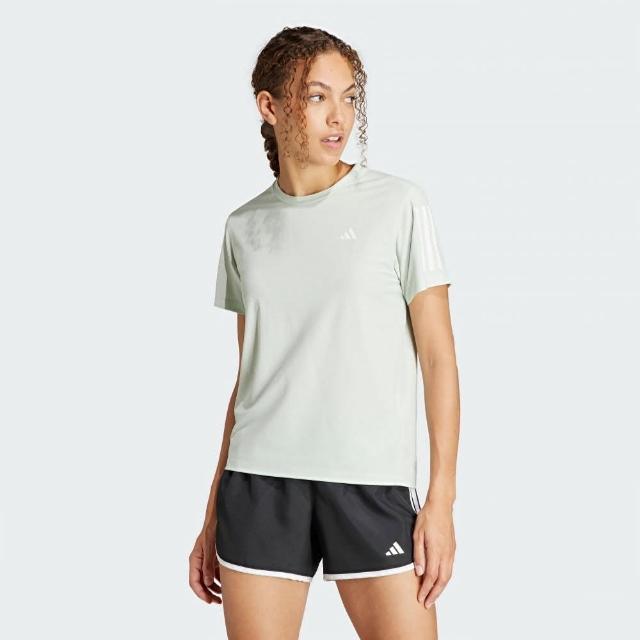 【adidas 愛迪達】上衣 女款 短袖上衣 運動 OTR B TEE 綠 IN1593
