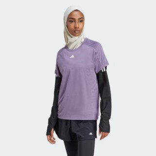 【adidas 愛迪達】AEROREADY 短袖上衣(IS3956 女款 運動上衣 吸濕排汗 紫)