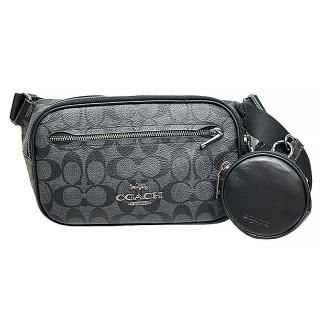 【COACH】PVC LOGO 拉鍊腰包 胸包 附零錢袋 二合一腰包(CJ506)