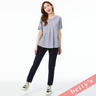 【betty’s 貝蒂思】腰鬆緊抽繩顯瘦牛仔褲(深藍色)