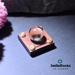 【SmileRocks 石麥】天然茶黃晶球 直徑2.5cm No.050280351(附SmilePad 4.5X4.5底板)