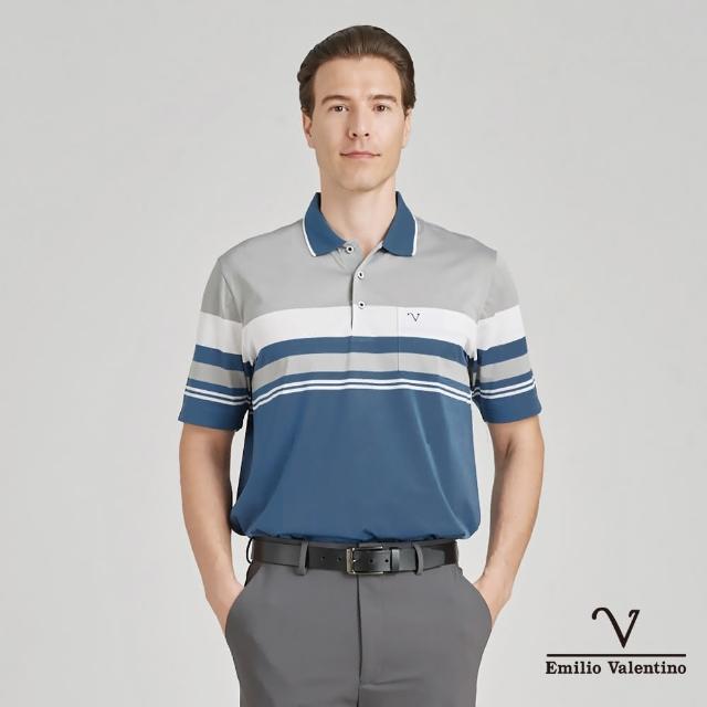 【Emilio Valentino 范倫鐵諾】男裝 吸濕速乾涼感彈性胸袋短袖POLO衫_白/藍/灰(15-4V8901)