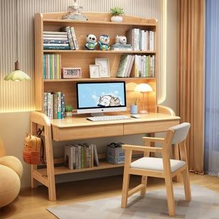 【HappyLife】實木大容量書架可升降書桌 120公分 Y11583(電腦桌 工作桌 桌子 木桌 實木桌 木頭桌 辦公桌)