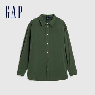 【GAP】女裝 翻領長袖襯衫-軍綠色(792327)