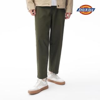 【Dickies】男款軍綠色繭型設計打摺寬版長褲｜DK011018A76