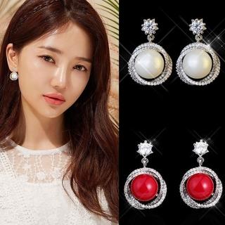 【Emi 艾迷】韓系925銀針第凡內的優雅鋯石環繞珍珠耳環