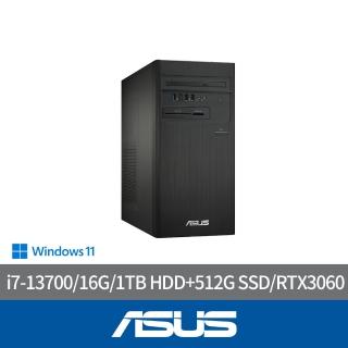 【ASUS 華碩】i7 RTX3060十六核電腦(i7-13700/16G/1T+512G/RTX3060/W11/H-S500TE-713700005W)