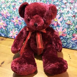 【TEDDY HOUSE 泰迪熊】泰迪熊玩偶公仔絨毛娃娃軟毛泰迪熊酒紅色
