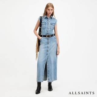 【ALLSAINTS】BLAIR 無袖抽鬚牛仔連身洋裝 W183DA(常規版型)