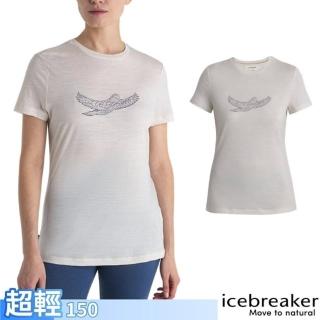 【Icebreaker】女 100%美麗諾羊毛 Tech Lite III 圓領短袖上衣_鳥兒飛翔-150.T恤(IB0A56YE-732 象牙白)