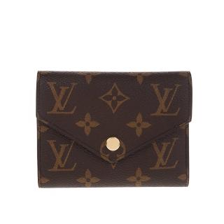 【Louis Vuitton 路易威登】M62360 Victorine系列經典Monogram帆布金釦三折暗釦短夾(芭蕾粉)