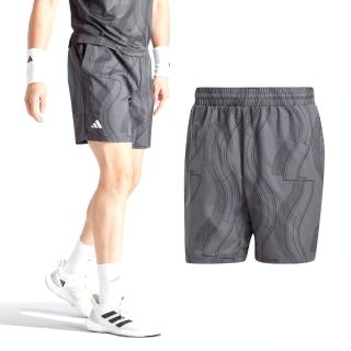 【adidas 愛迪達】Club GraphShort 男款 黑灰色 平織 排汗衣 網球 運動 休閒 短褲 IP1884