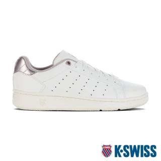 【K-SWISS】時尚運動鞋 Classic PF-女-白/藕紫(小白鞋 98505-158)