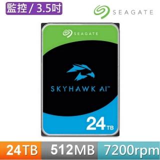 【SEAGATE 希捷】SkyHawk 24TB 3.5吋 7200轉 512MB 監控內接硬碟(ST24000VE002)