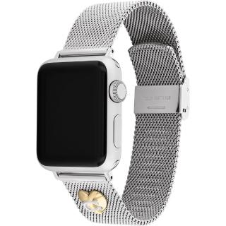 【COACH】Apple Watch 錶帶 38/40/41mm 適用 米蘭鍊帶 C字愛心錶帶-銀色(不含手錶)