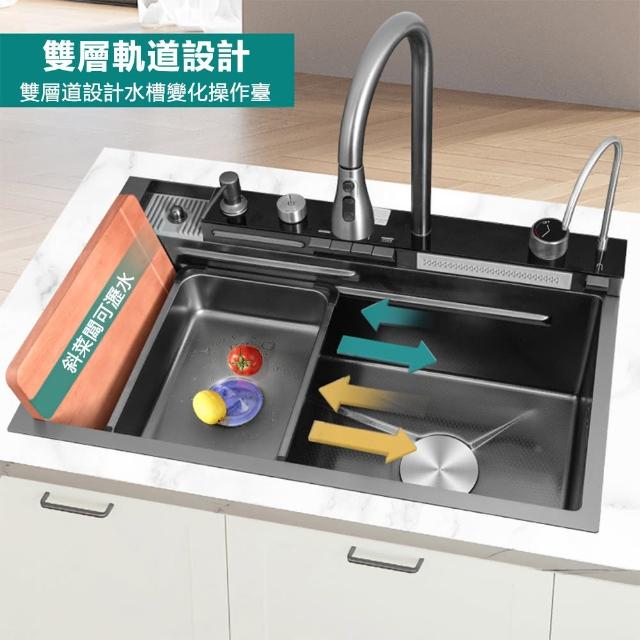 【LEZUN/樂尊】納米塗層大單槽不鏽鋼水槽 80*46公分(洗碗池 洗菜盆 廚房水槽)
