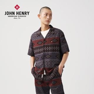 【JOHN HENRY】幾何圖騰古巴領短袖襯衫