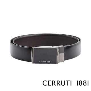 【Cerruti 1881】限量3折 頂級義大利小牛皮皮帶 全新專櫃展示品 CECT04748M(深咖啡色 贈送禮提袋)