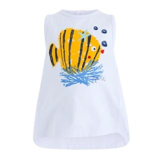 【tuc tuc】女童 白熱帶魚無袖傘狀上衣 12M-6A MF4183(tuctuc baby T恤)