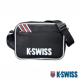【K-SWISS】皮革側背包 Leather Bag Small-黑(BG369-008)