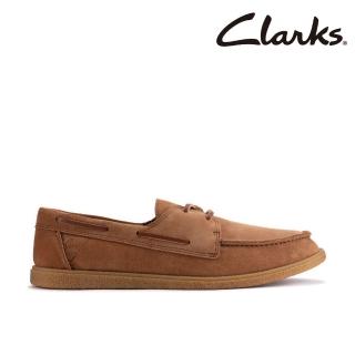 【Clarks】男鞋 Clarkbay Go 愜意穿搭兩眼孔麂皮帆船休閒鞋 懶人鞋 帆船鞋(CLM77499C)