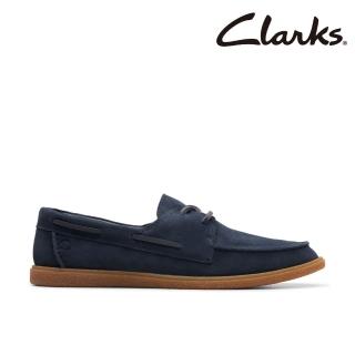【Clarks】男鞋 Clarkbay Go 愜意穿搭兩眼孔麂皮帆船休閒鞋 懶人鞋 帆船鞋(CLM77501C)