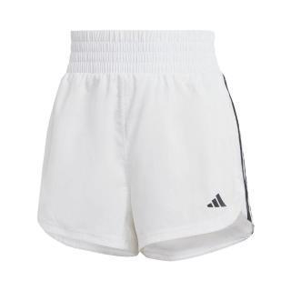 【adidas 愛迪達】Pacer WVN High 女 短褲 高腰 運動 訓練 健身 慢跑 吸濕排汗 輕質 白(IS2171)