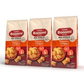 【Bonomi白朗妮】義大利 比薩口味千層酥150g x3入(濃郁比薩 千層酥)