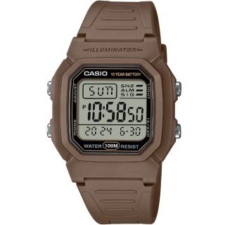 【CASIO 卡西歐】復古潮流方形數位腕錶/咖(W-800H-5A)
