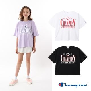 【Champion】官方直營-LOGO印花寬版上衣-女童(3色)