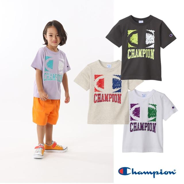 【Champion】官方直營-印花圖騰寬版上衣-童(4色)