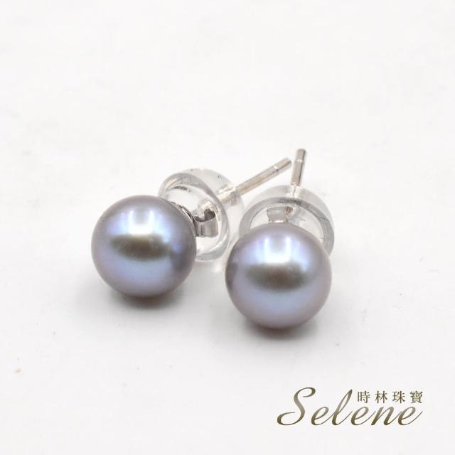 【Selene】粉紫珍珠圓珠925銀耳環(PE1)