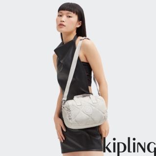 【KIPLING官方旗艦館】復古典雅米灰色中型圓筒手提肩背兩用包-BINA M