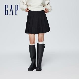 【GAP】女裝 Logo字百褶短裙-黑色(888425)