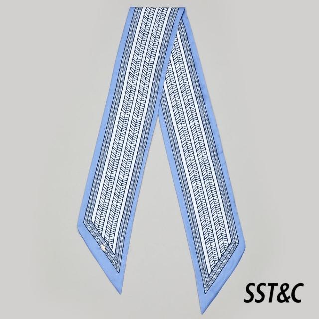 【SST&C 最後55折】520限時限量-水藍花紋小領巾9662305006