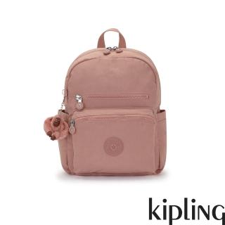 【KIPLING官方旗艦館】乾燥藕粉色雙前袋後背包-JUDY M