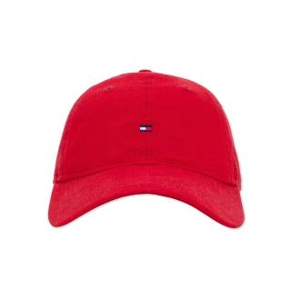 【Tommy Hilfiger】TOMMY 經典刺繡Logo可調式鴨舌老帽-紅色(平輸品)