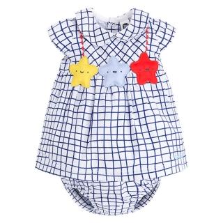 【tuc tuc】女童 白藍格立體星星洋裝 9M~18M MC506514(tuctuc newborn 洋裝)