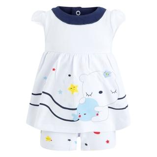 【tuc tuc】女童 白藍小熊裙式連身衣 9M~18M MC506814(tuctuc newborn 洋裝)