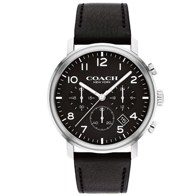【COACH】官方授權經銷商 三眼計時時尚手錶-42mm/黑(14602539)