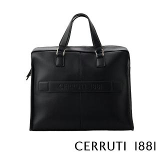 【Cerruti 1881】限量2折 義大利頂級小牛皮公事包/斜背包 CECA06408M 全新專櫃展示品(黑色)