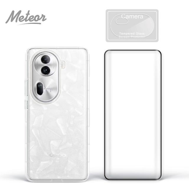 【Meteor】OPPO Reno 11 Pro 5G 手機保護超值3件組(透明空壓殼+3D鋼化膜+鏡頭貼)