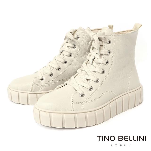 【TINO BELLINI 貝里尼】巴西進口厚底高筒綁帶休閒鞋LB0O009(白色)