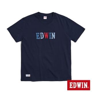 【EDWIN】男裝 再生系列 CORE 英文字母印花短袖T恤(丈青色)