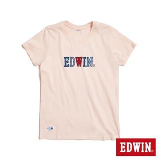 【EDWIN】女裝 再生系列 CORE 英文字母印花短袖T恤(淡粉紅)