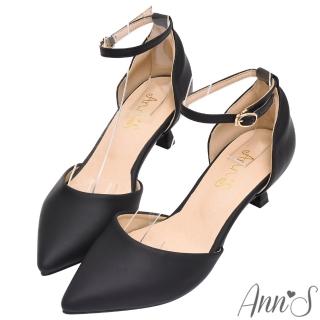 【Ann’S】復刻經典升級-雙色霧面繫帶低跟尖頭鞋5.5cm(黑)