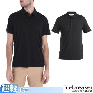 【Icebreaker】男 100%美麗諾羊毛 Tech Lite III 短袖POLO衫-150.有領衫(IB0A56WK-001 黑)