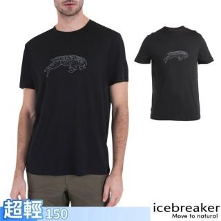 【Icebreaker】男 100%美麗諾羊毛 Tech Lite III 圓領短袖上衣_綿羊跳躍-150.T恤(IB0A56WU-001 黑)
