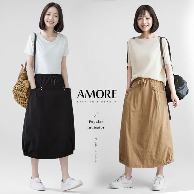 【Amore】日韓超人氣文青感棉麻長裙(質感素色穿搭)