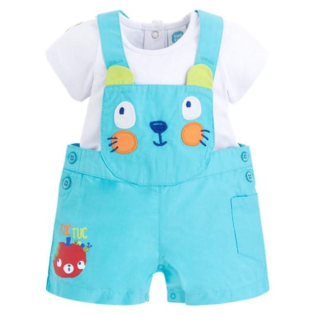 【tuc tuc】男童 白T恤+藍熊吊帶褲 9M~18M MD011714(tuctuc newborn 套裝)